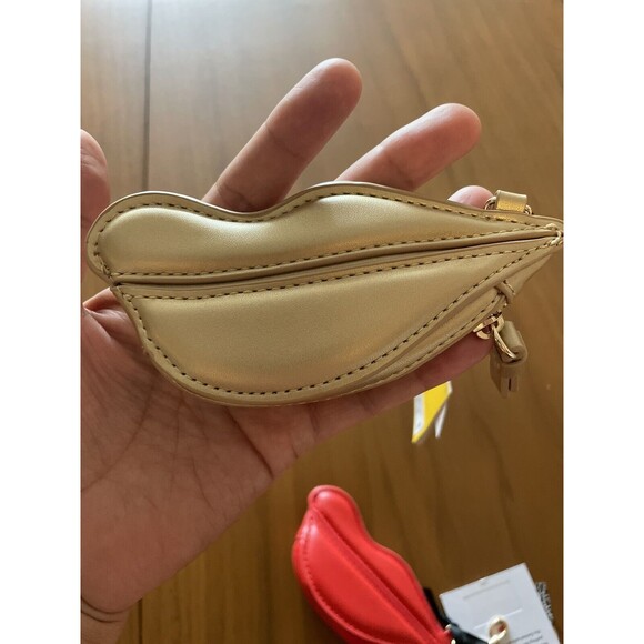 Set of 3 Diane Von Furstenberg DVF Target Red lip Coin Pouch Pink Gold Valentine - Picture 2 of 4